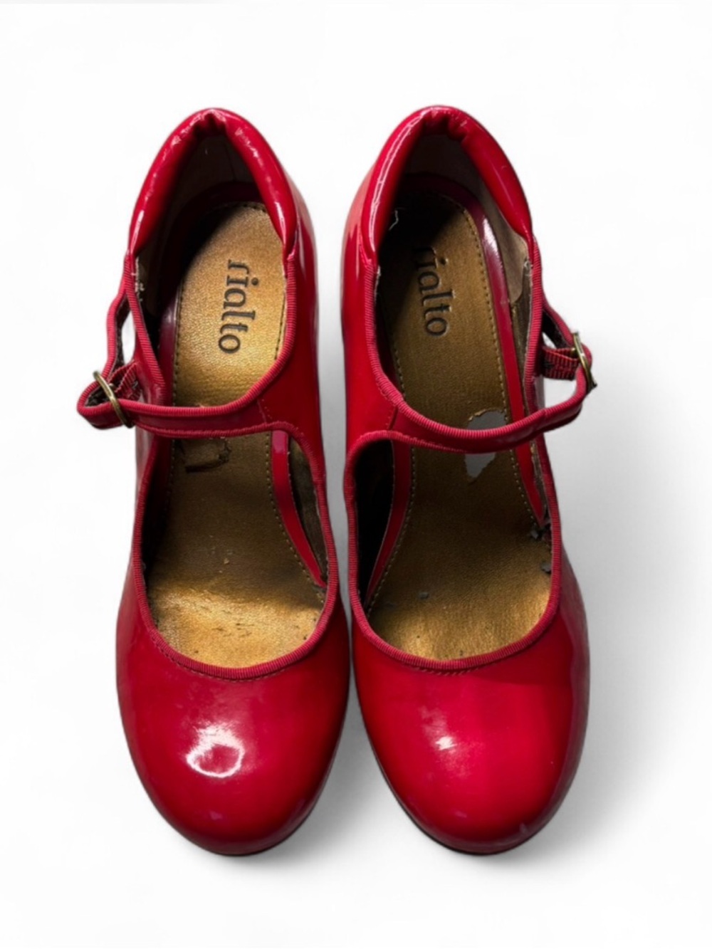 Rialto Red Patent Leather Mary Jane Wedge Heels Size 8
